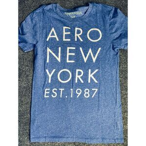 Aéropostale New York Tee Shirt Mens Size XS Blue Short Sleeve Crew Neck Pullover